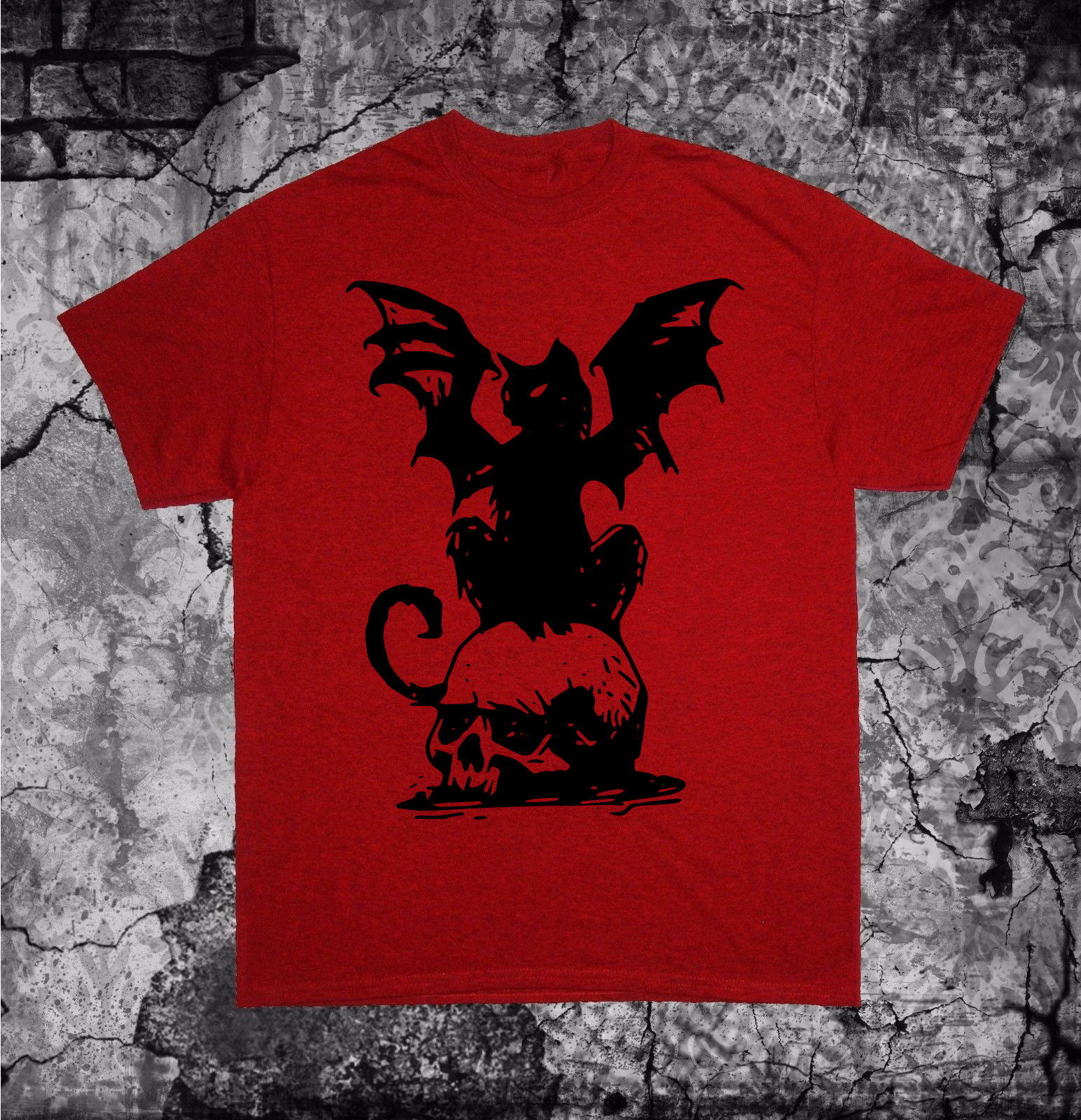 Cat Bat Skull Shirt - Image 4