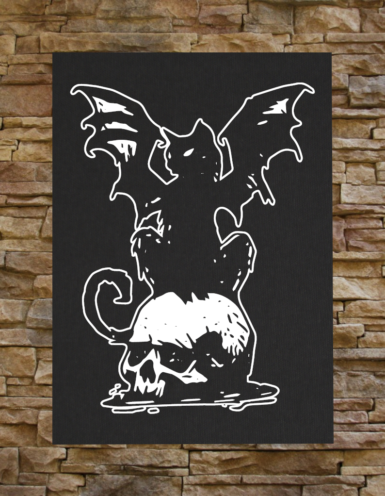 Cat Bat Skull Back Patch