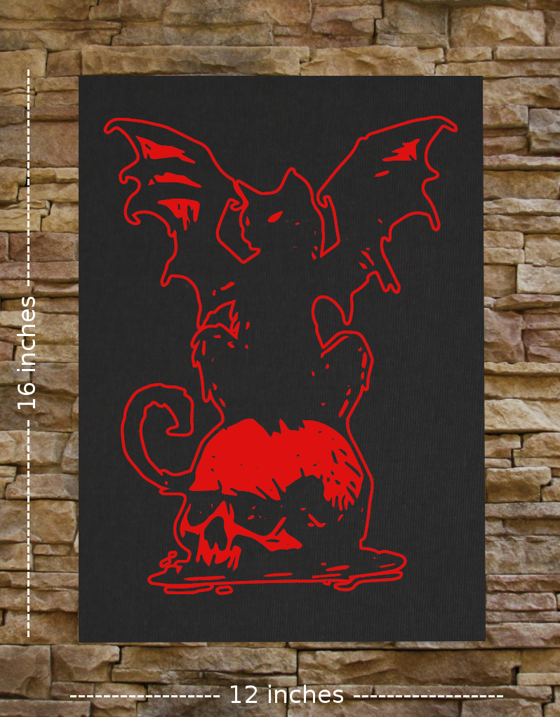 Cat Bat Skull Back Patch - Image 2