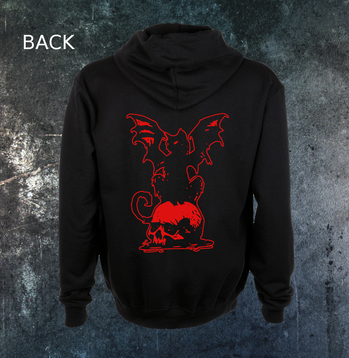 Cat Bat Skull Hoodie - Image 2